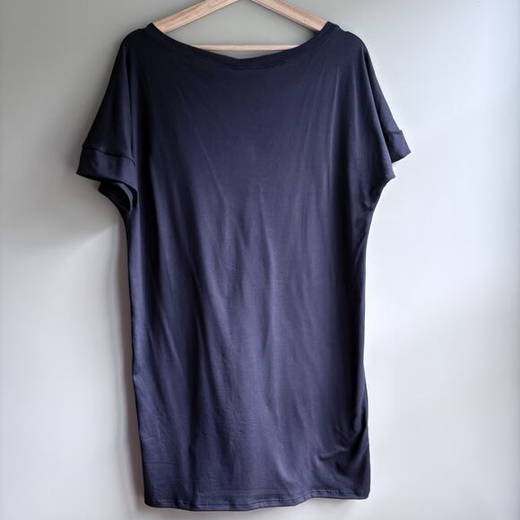 Navy Blue V-neck Jersey T-shirt Dress Short Sleeve Tunic Casual Minimalist S NWT - Picture 5 of 8